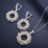 Round Zircon Chain Set, Earring Pendant Two-Piece Set, Color Retention, Multi-Color Optional