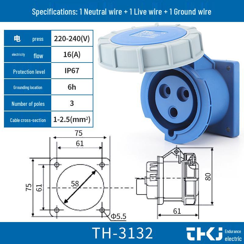 Waterproof Industrial Plug Socket Connector IP67 - 16A/32A, 3/4/5 Pin