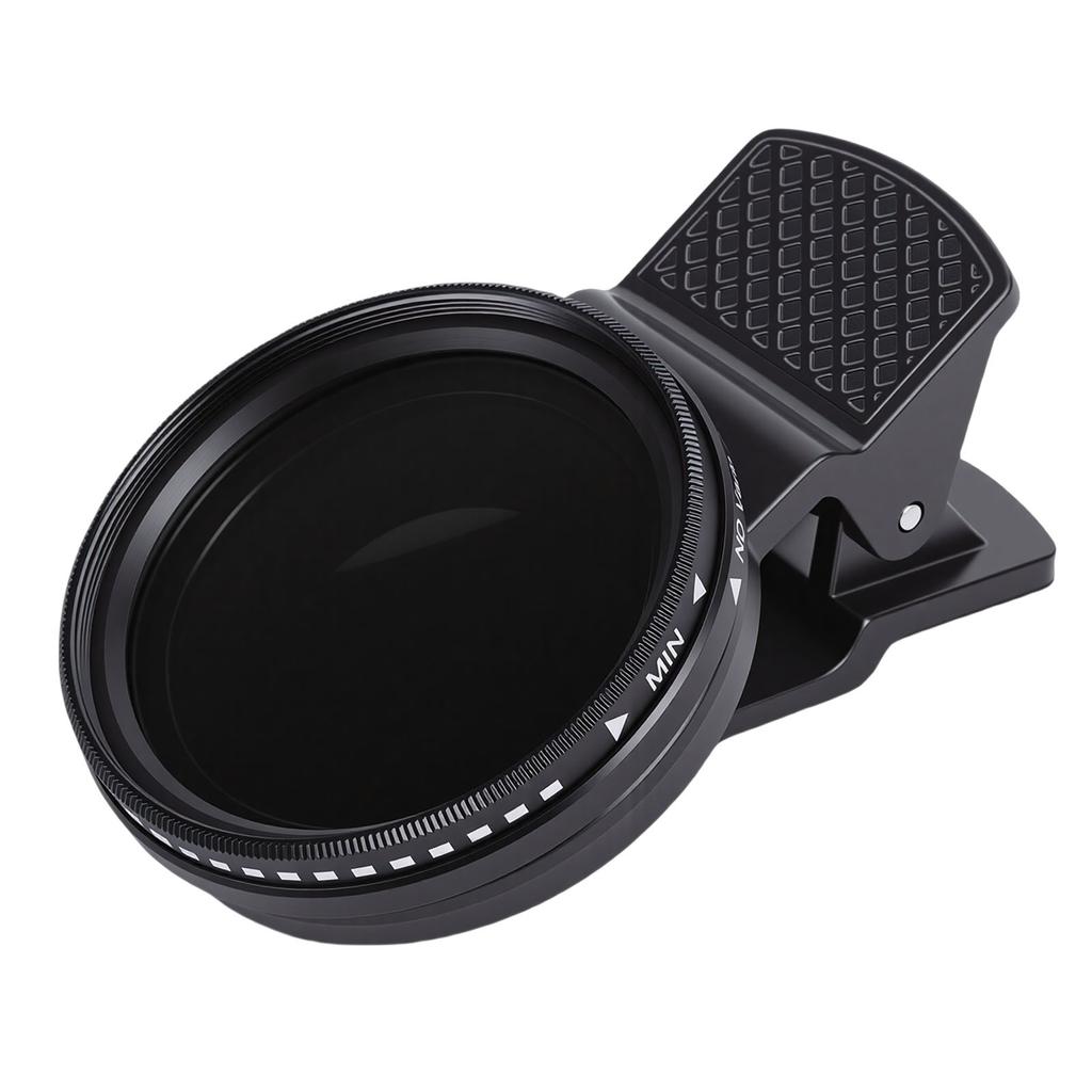 37mm Adjustable ND Filter ND2 400 Variable Neutral Density Lens Filter with Clamp for Smartphone Mount Reduces Light