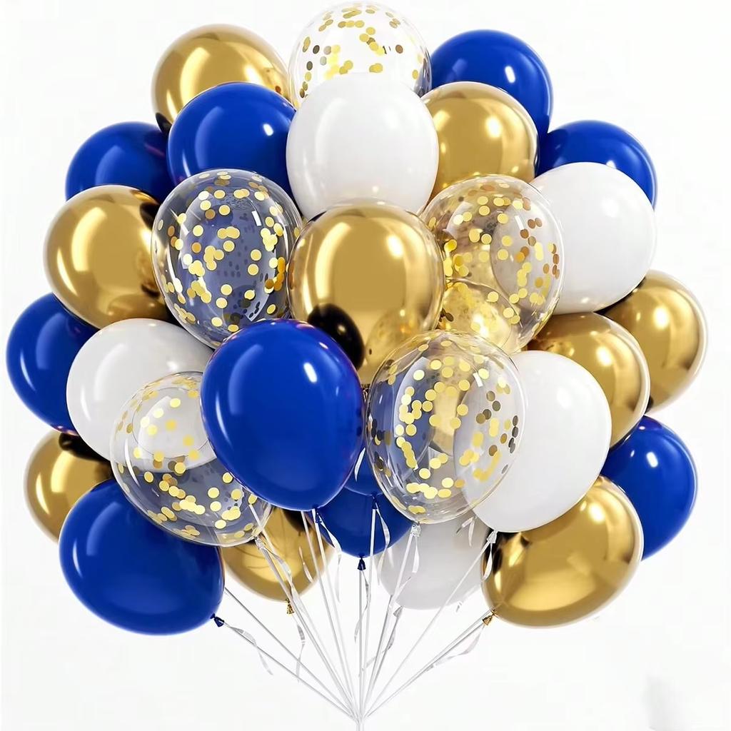 36Pcs Blue Gold Latex Balloons - Perfect for Birthday Wedding Graduation Party Decor High-Quality Thick Latex 5