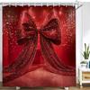Shiny Romantic Pink Imitation Bowknot Shower Curtain Bath Curtain Printing Bathroom Curtains For Home Decoration Curtain