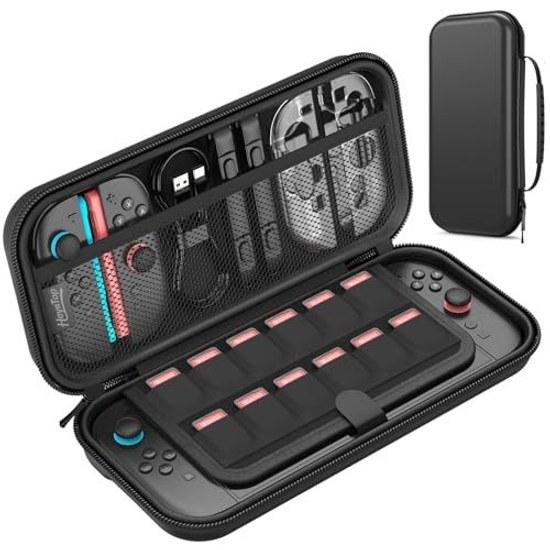 HEYSTOP Switch 2 Case Large Capacity Shockproof Soft Lining Double Zipper Portable Black