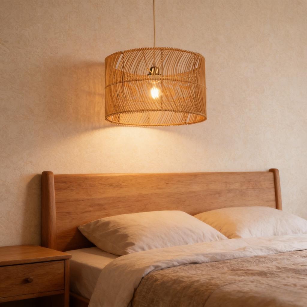 JOYINLED Retro Rattan Pendant Lamp Vintage Vine Pendant Light for Dining Room Bedroom Kitchen Japanese Style Handmade Chandelier