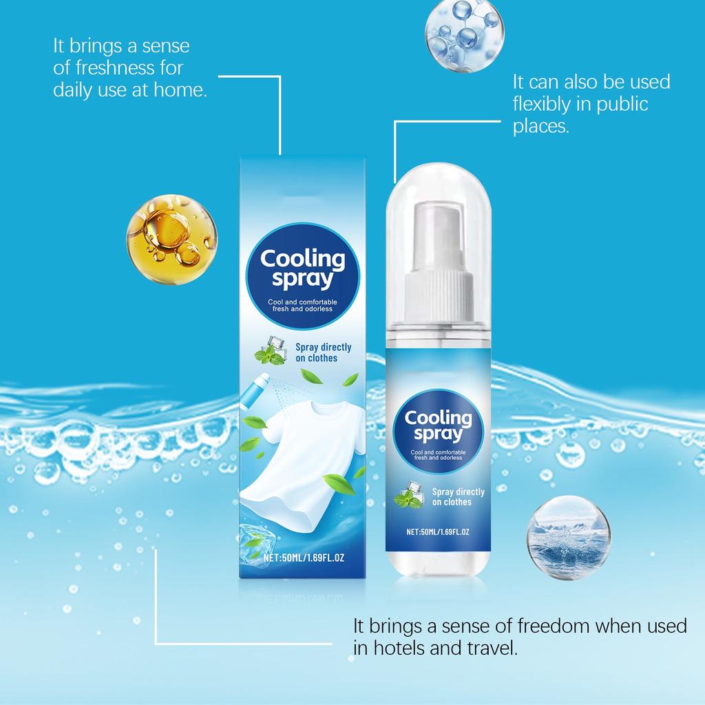 Cool Spray For Summer Outdoor Clothing: Refreshing, Cool And Non-Sticky, Physical Cold Sensation Cool Spray 50ml