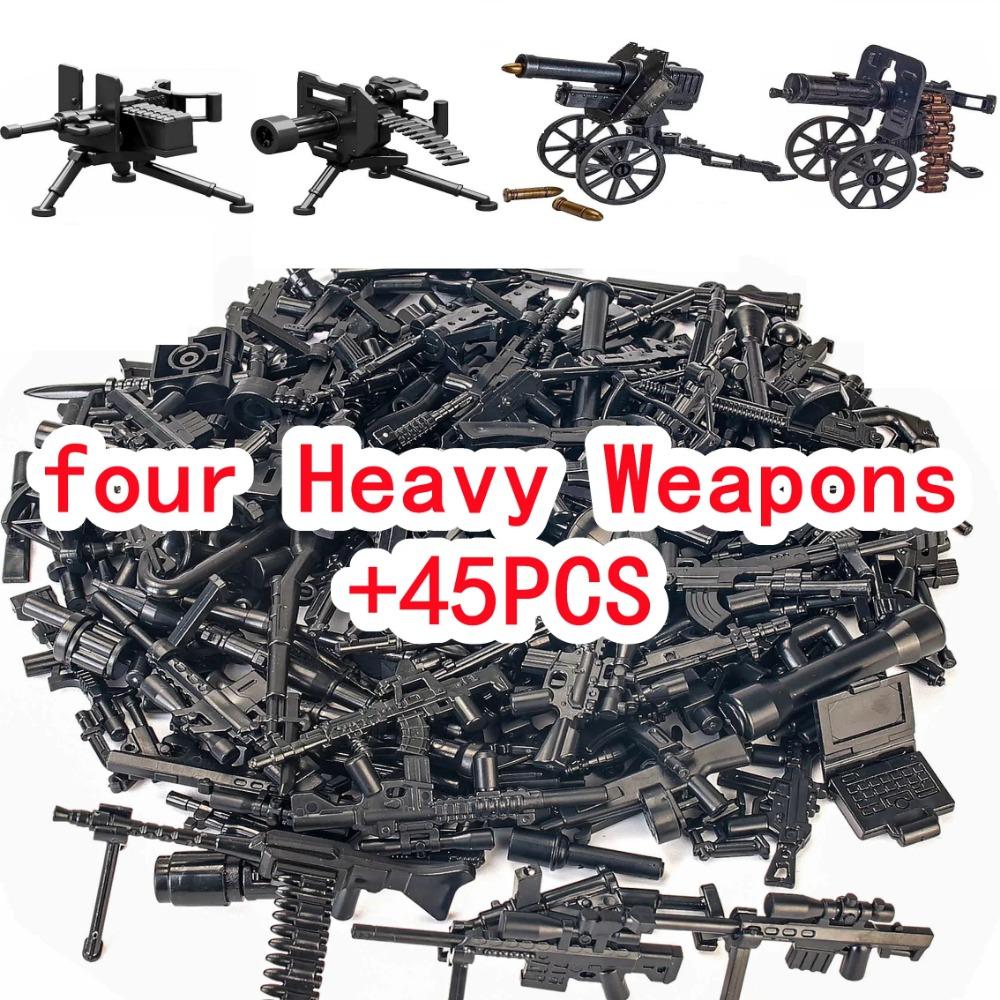 WWII Building Blocks Military Weapons Police Soldier Figure Accessories Model Brick Gun Cannon Launcher Bunker Outpost Toy X017