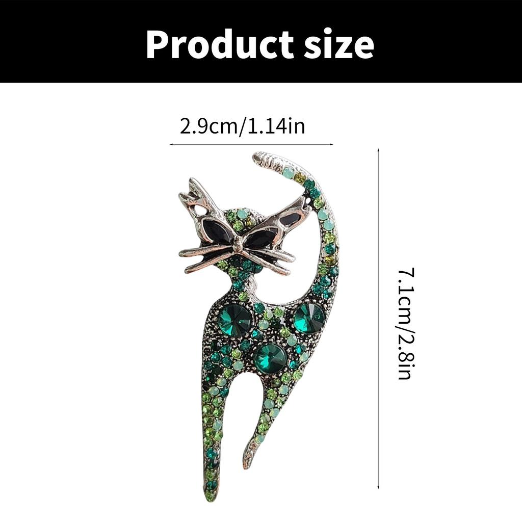 Elegant Rhinestones Cats Brooch Enamel Animal Lapel Pin Stylish Business Event Accessory for Fashion Enthusiasts
