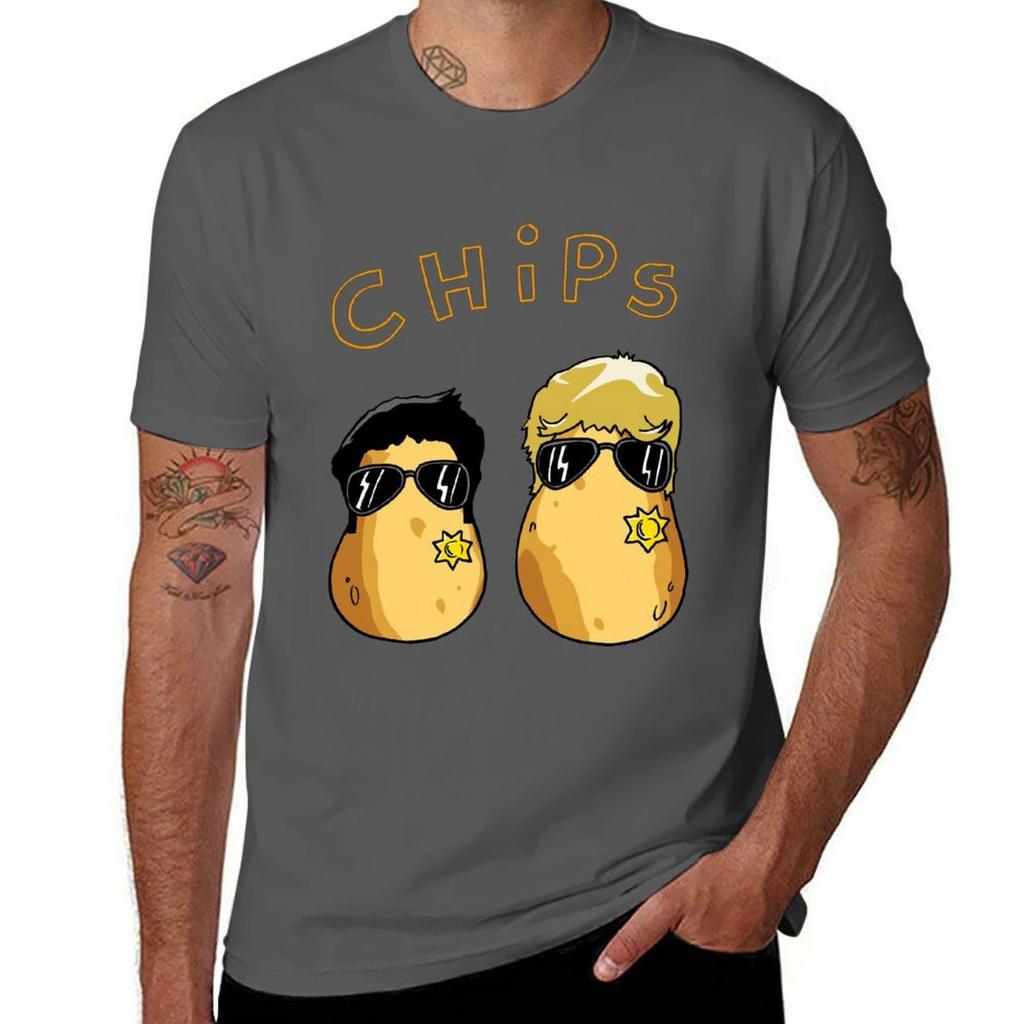 CHiPs TShirt Basic Crew Neck Short Sleeve Top