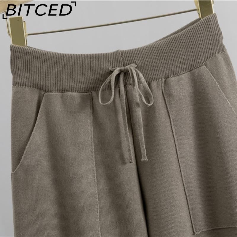 BITCED Módní set Dámský jarní a podzimní ležérní pletený kostkovaný svetr Dvoudílný set