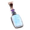 Natural Republic Larimar,Kyanite Gemstone 925 Solid Silver Pendant 1.75'' P5P55