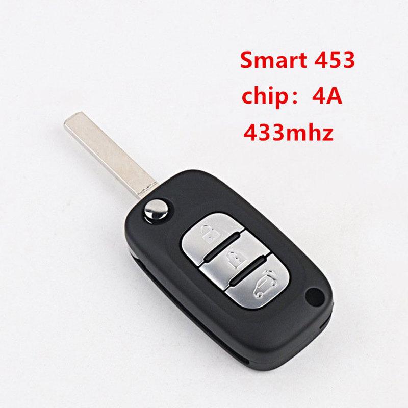 

3 Button Remote Key 433Mhz 4A Chip for Mercedes Benz Smart Fortwo 453 Forfour 2015 2016 2017 without logo
