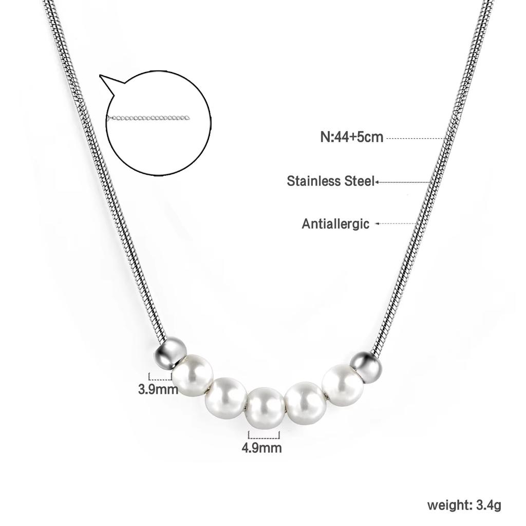 Women's Fashion Geometric Jewelry Light Luxury Multiple Styles Stainless Steel Pearl Pendant Choker Necklace