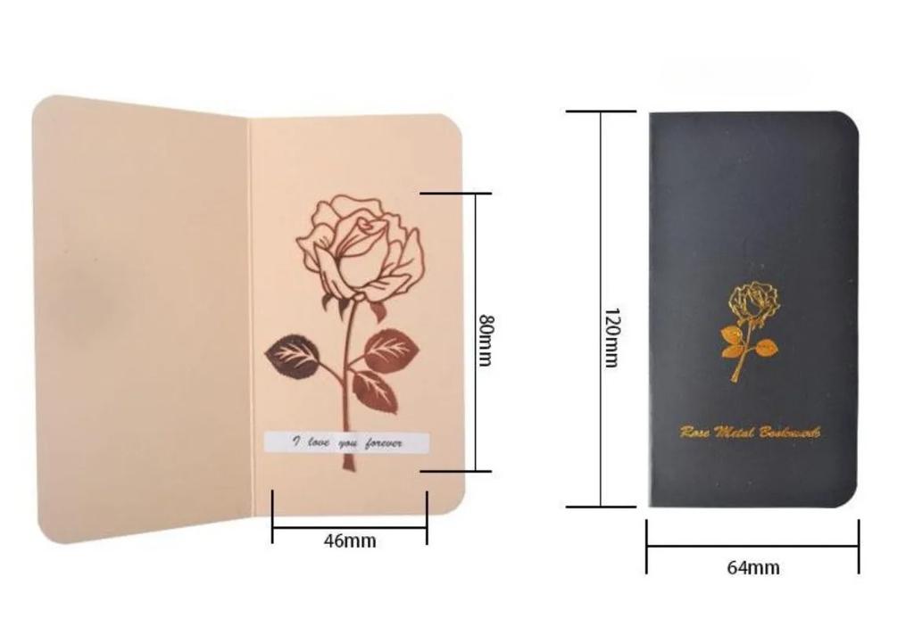 1Pc Luxury Metal Rose Flower Bookmarks & Greeting Cards Chancery School Office Accessories Tab for Books