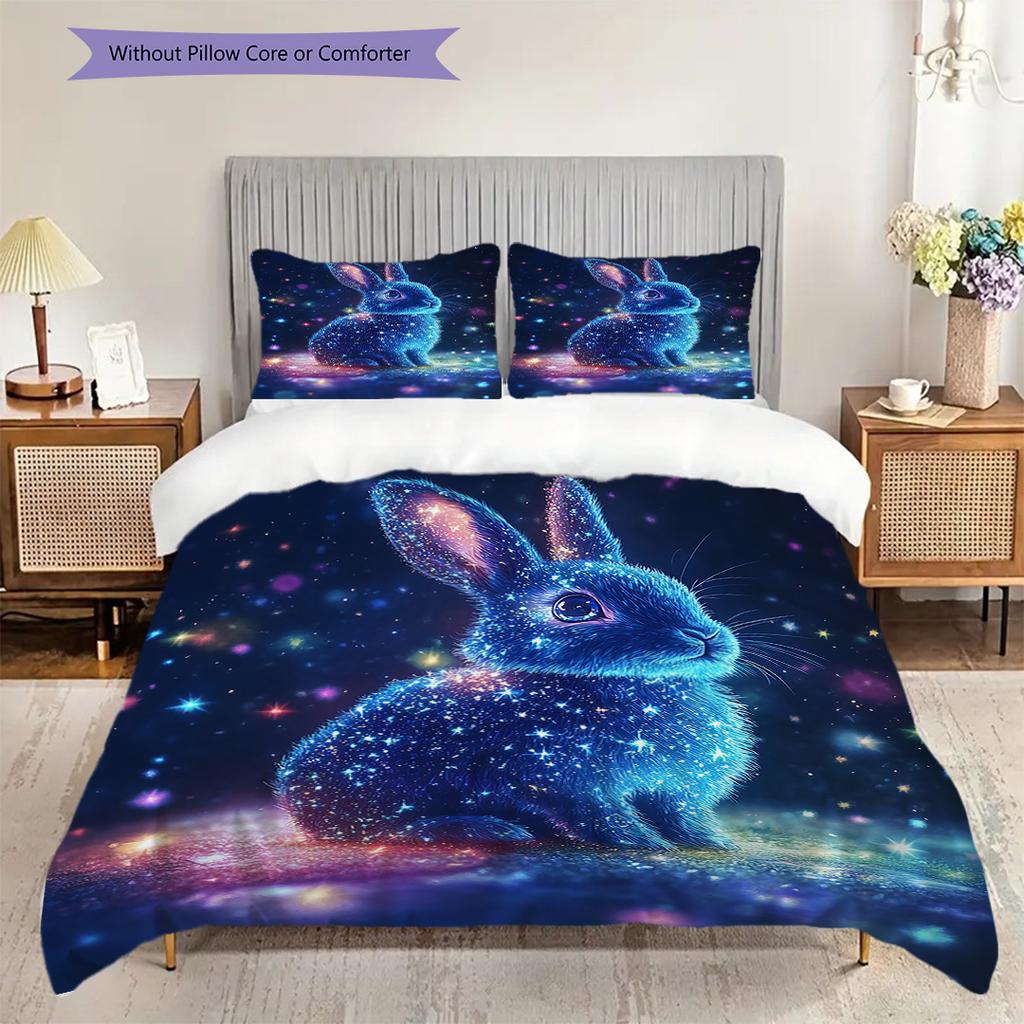 Rabbit Pattern Bedding Quilt Set Quilt Cover Pillowcase Home Decoration Birthday Gift (1 * duvet cover + 2 * pillowcase, without core)