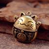 Good Lucky Cat Keychain Charms Brass Cat Feng Shui Zhaocai Wealth DIY Retro Hanging Ornaments