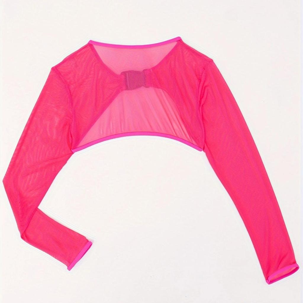 2025 European & American Solid Mesh Swimsuit: Women's Long Sleeve Cover-up Beachwear