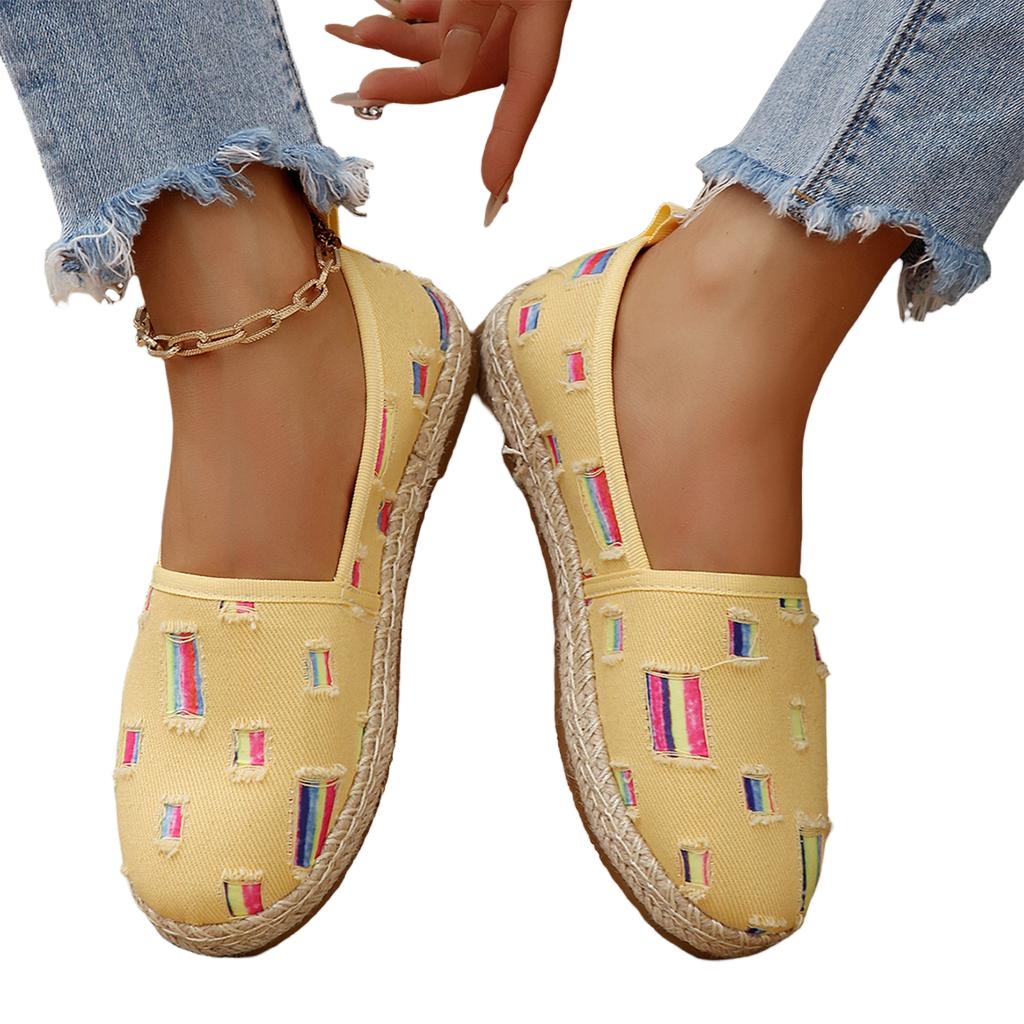 Summer Women Slip On Flat Canvas Shoes Lightweight Breathable Casual Loafers Comfortable Walking Footwear for Daily Use