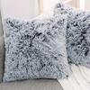 Soft Fur Cushion Cover 43x43cm Cozy Plush Decorative Pillow Cover for Living Room Sofa Decor Pillowcase White Grey Cushion Case