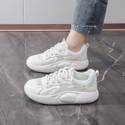2024 sapatos brancos infantis outono novo versão coreana ins estudante lazer esportes versátil malha respirável sapatos de plataforma mulheres
