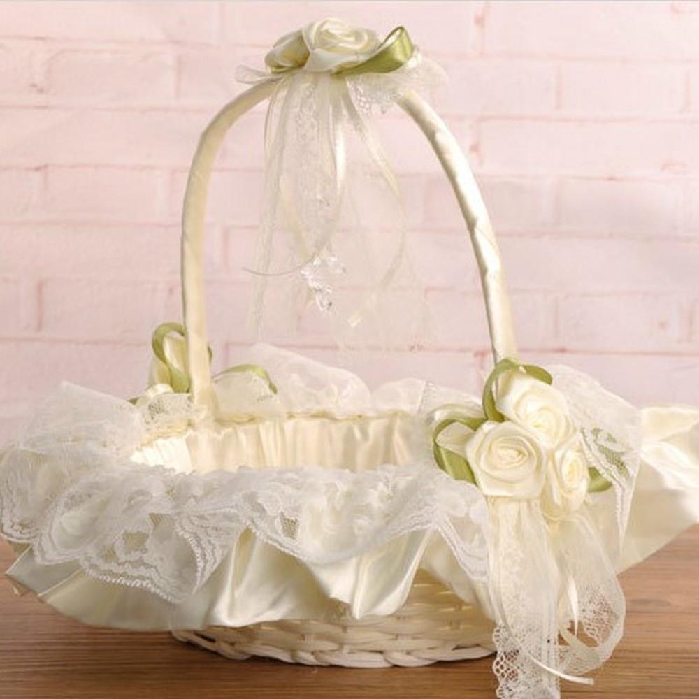 Creative Handmade Wedding Flower Girl Basket Wedding Decorative Bridal Flower Basket