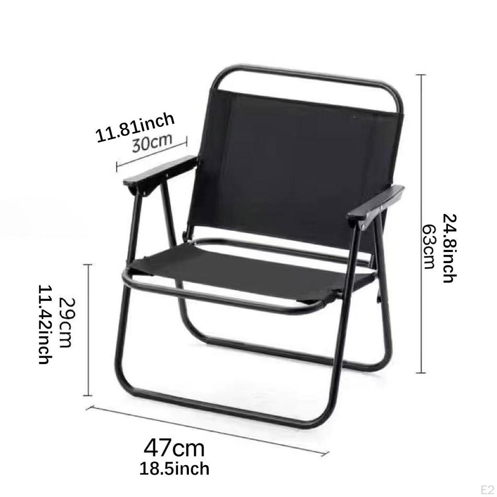 Folding Camping Chair with Backrest and Armrests Portable Ergonomic Beach for Patio Lawn