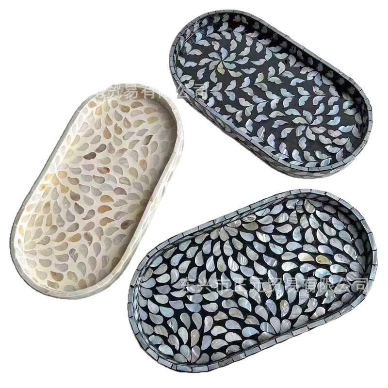 Shell-Inspired Oval Decorative Tray