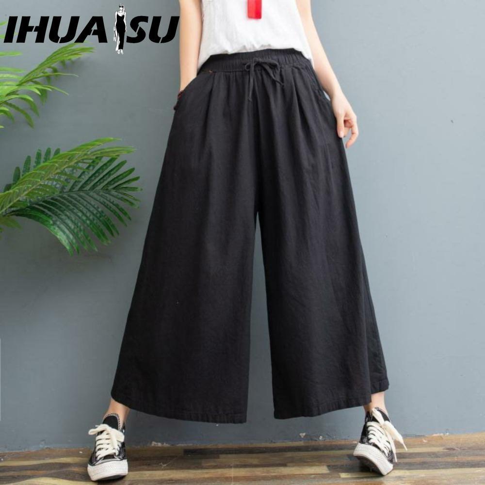 IHUASU Pantaloni e capris con stampa tinta unita casual alla moda da donna