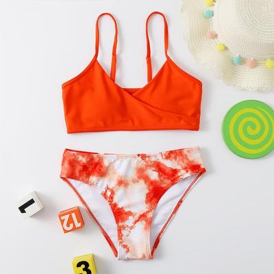 Módní dvoudílný bikiny plavky pro dospívající dívky Polstrovaný tankini plavky Camisole top a kalhotky Plavecký set Dětské letní plážové plavky