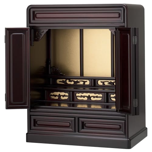 Takita Shoten Buddhist Altar Shop: Karaki Mini Buddhist Altar (Made in Japan), Cherry Blossom Color, Size 20, 61cm High x 44cm Wide, Compact and Very