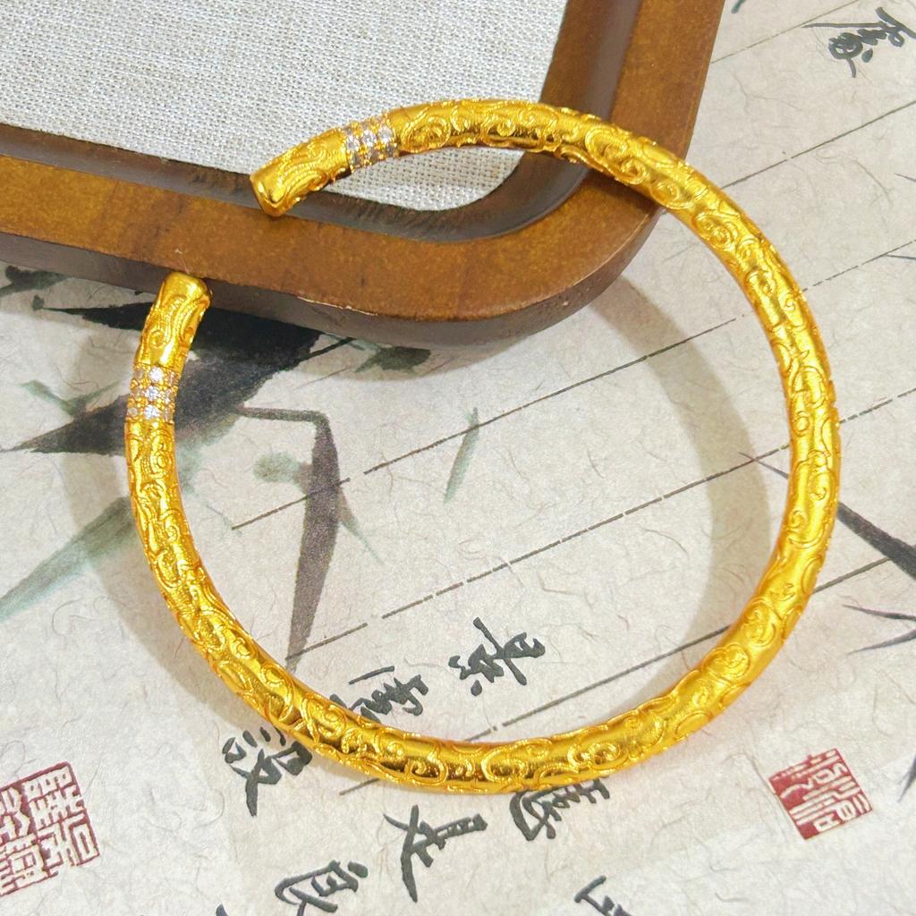 Ruyi Gold Hoop Open Bracelet Women's Bracelet Niche Retro High-end Bracelet