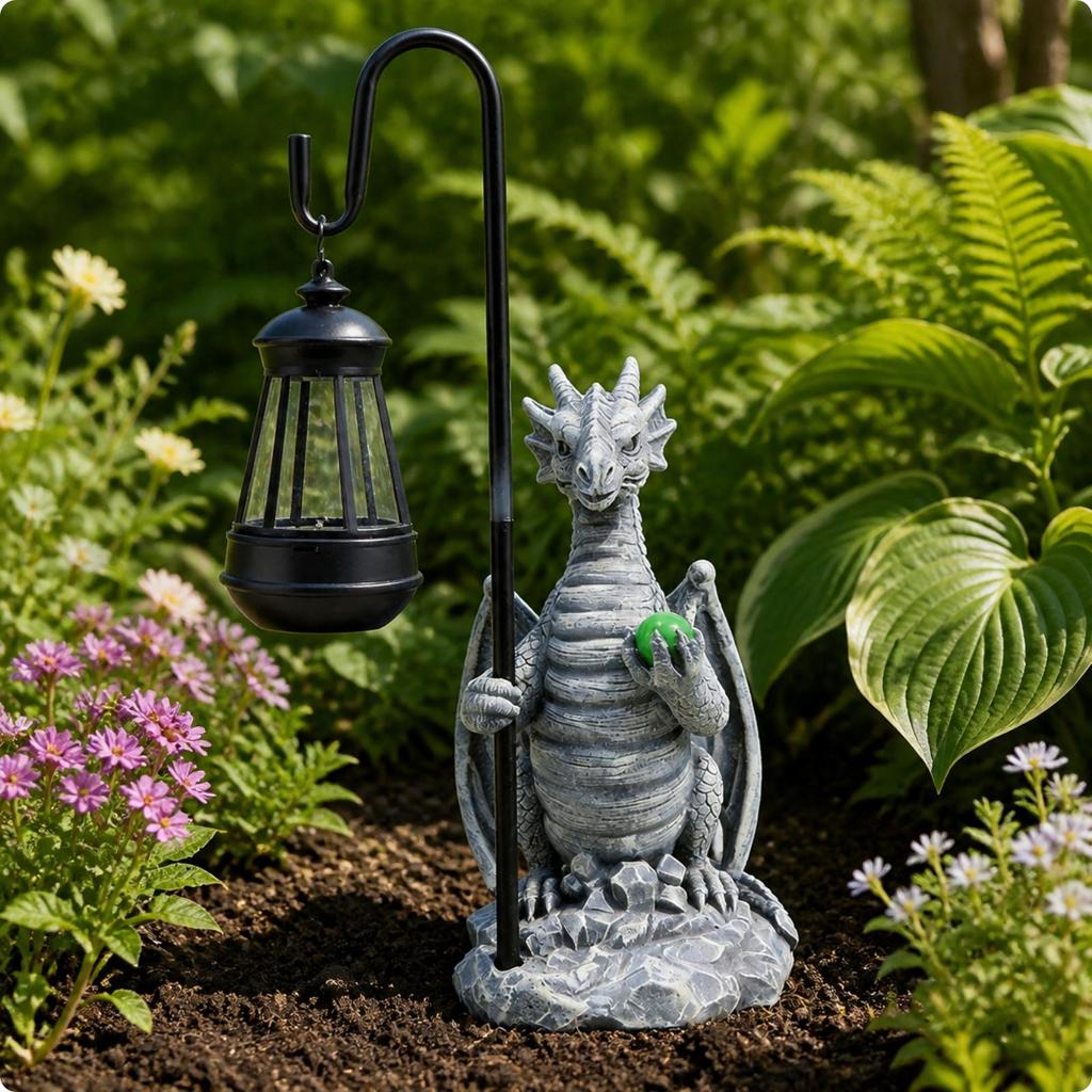 Solar Dragon Garden Statue Light Cordless for Evening Entertaining Areas