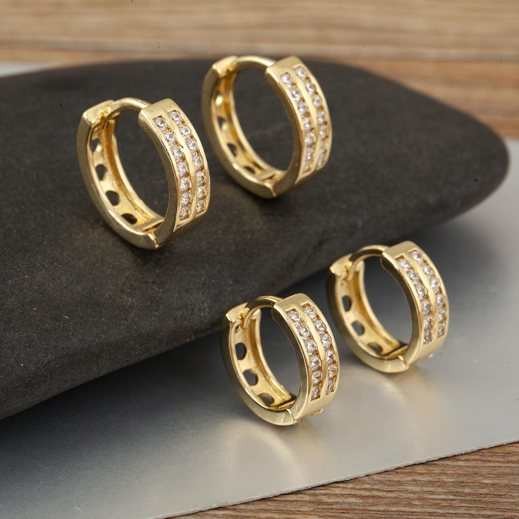 Nidin High Quality Hip-Hop Style Hoop Earrings For Women Female Geometric Copper Cubic Zirconia Ear Jewelry Daily Party Gifts