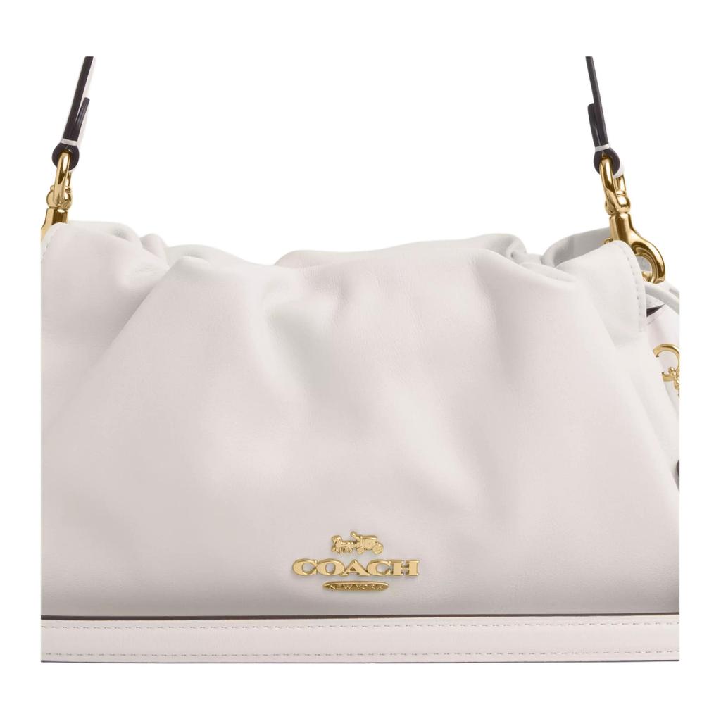 Coach Faye 26 Logo Kordelzug Magnetverschluss Leder Wolken Tasche Damen Handtaschen Kreideweiß CV529-IMCHK