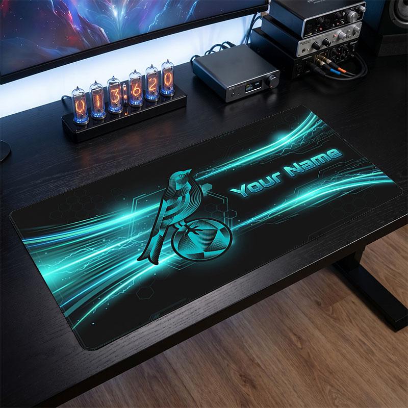 Norwich City Custom Large Mouse Pad, Personalized Name Text Print, Football Logo Non‑Slip Desk Mat Gaming Gift