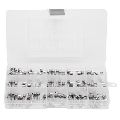 Kit Assortito da 150 Pezzi di Fusibili a Tubo di Vetro Strumenti e Forniture 0.1A-20A 250V 5x20mm con Scatola di Conservazione