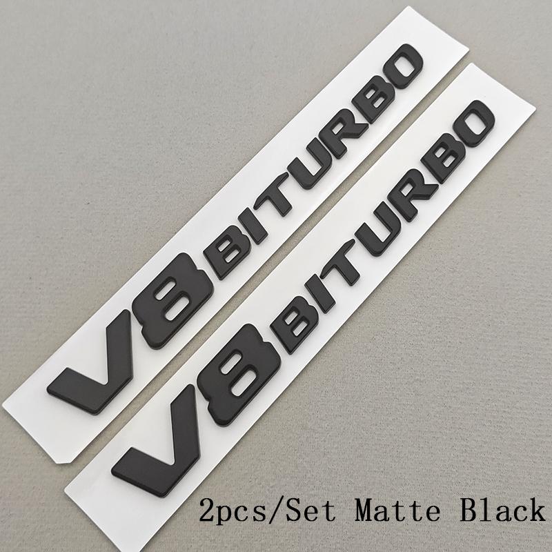 2pcs 3D ABS Car Letter Logo V8 BITURBO Sticker Fender Side Badge Emblem Decal For Mercedes Benz G63 S63 C63 E63 C63S Accessories