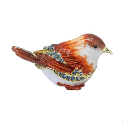 Holder, Enamel Hinged Jewelry Box, Bird Trinket Box Organizer Display for Christmas Earrings