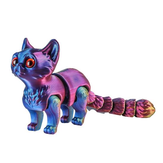 Yousheng 3D Printed Cat Ornament Articulated Cat Figurine with Flexible Limbs And Tail Desktop Pet Cat Fidget Toy for Adults Kids Home Office