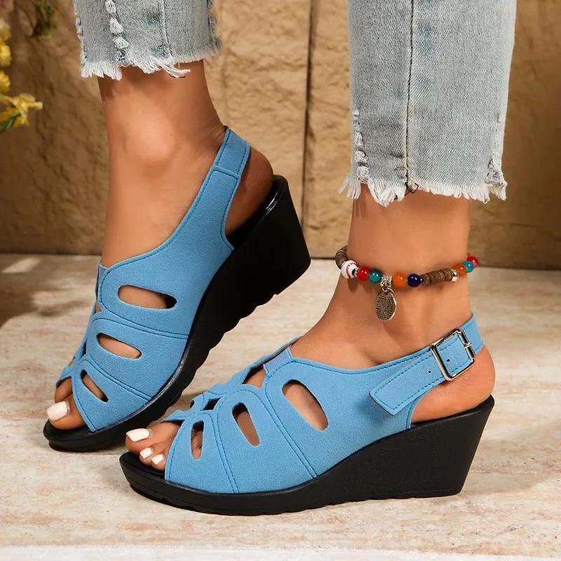 Fashion 2025 Summer Peep Toe Women's Sandals Fashion Buckle Strap New Casual Comfortable Plus Size Best Seller Platform Sandals Zapatos
