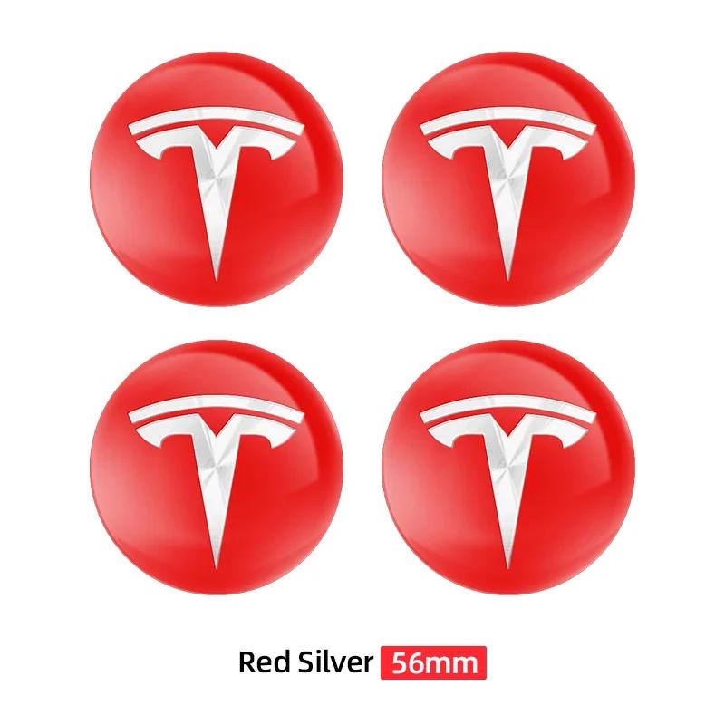 4Pcs 56mm Car Wheel Center Hub Caps Emblem Stickers Auto Rim Cover Accessories For Tesla Model 3 S X Y Roadster SpaceX