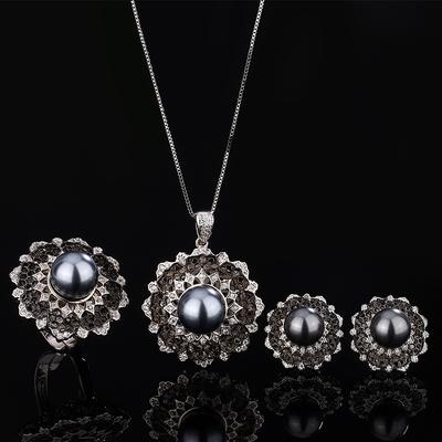 Gioielli Fondo di Rame Placcato Grigio Perla Set Spazzolato Retrò 12-10 Mm