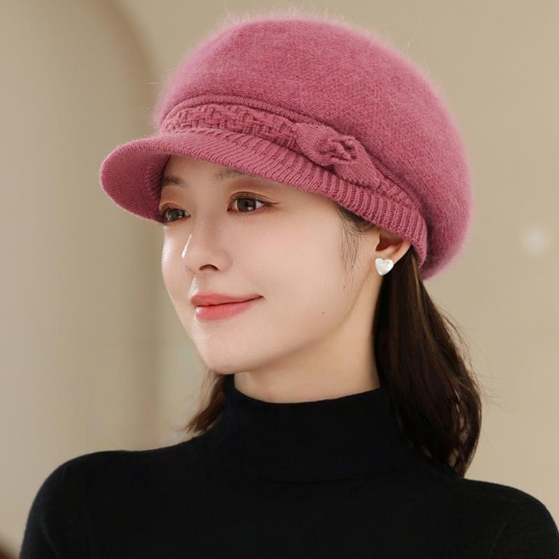 Nouveau Chapeau Chaud d'Hiver pour Femmes à la Mode Doublé de Fourrure Pelucheuse Chapeaux Chauds pour Femmes Décontracté Fourrure de Lapin Extérieur Bonnet Tricoté