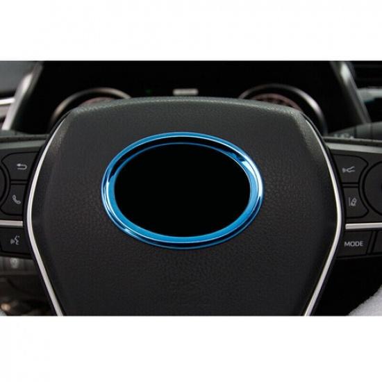 1pcs Blue Titanium Car Steering Wheel Cover Trim For Toyota Camry 2018-