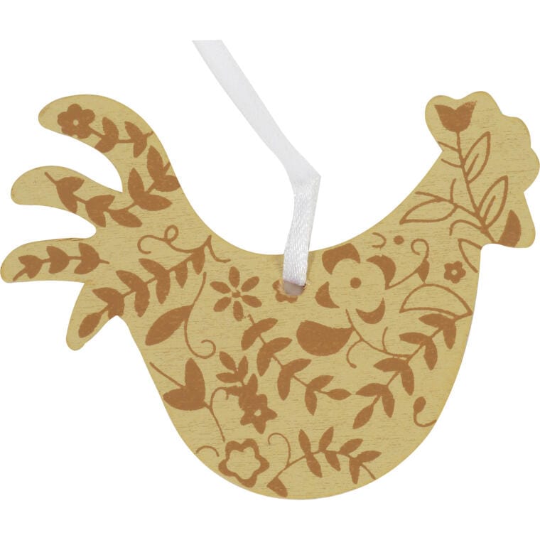 Wooden rooster pendants, set of 3