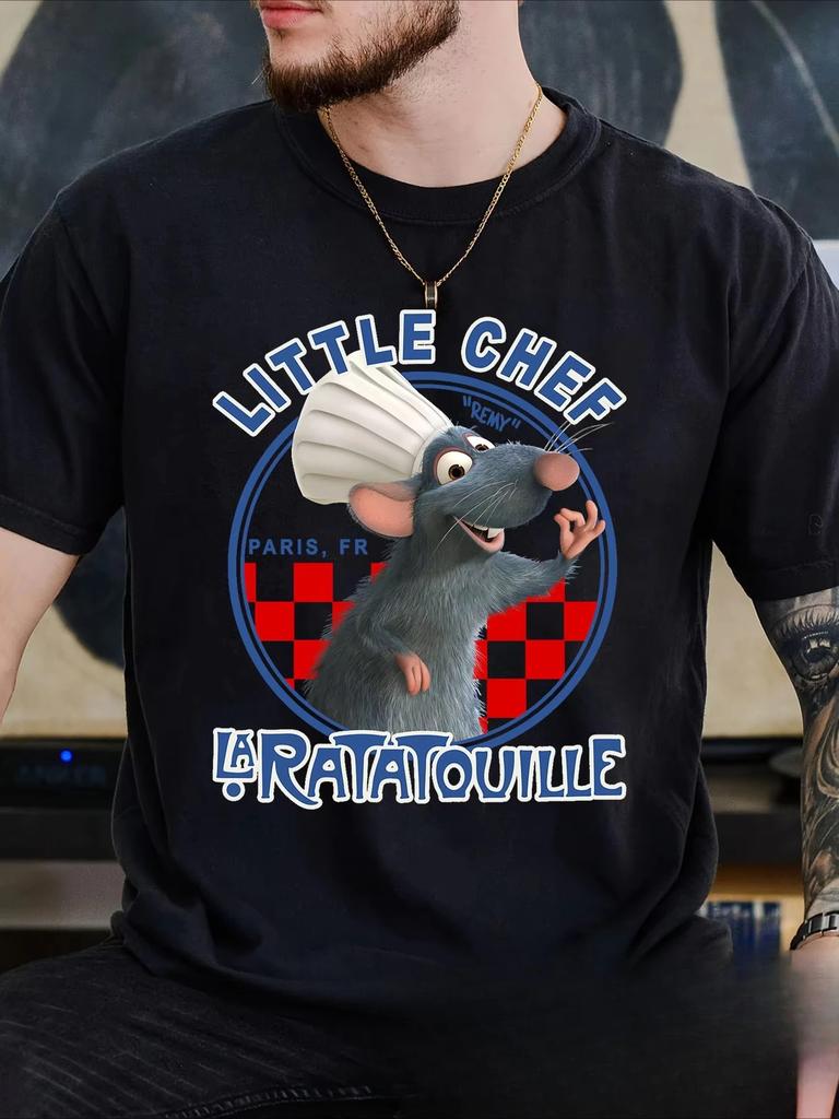 T-shirt Stampata Remy Ratatouille Unisex Tendenza Moda Comfort Top Unisex e Donna Tutte le Stagioni Cotone Girocollo Manica Corta
