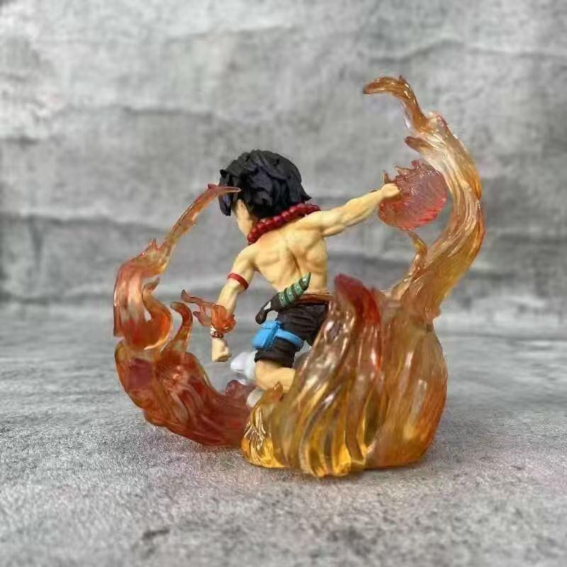 One Piece Anime Figure 10cm Q Version Battle Portgas D Ace Action Figure Model PVC Statue Toy Doll Collection Gift