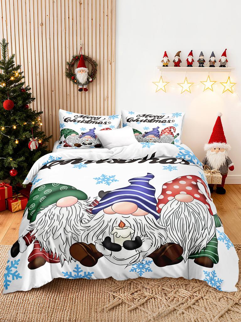 Comforter 3Pcs/Set Christmas Reindeer Snowman Bedding Set Includes 1 And 2 S Soft And Skin-Friendly