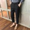 Men's Slim Fit Woolen Embroidered Trousers - Warm Casual Pants for Autumn/Winter