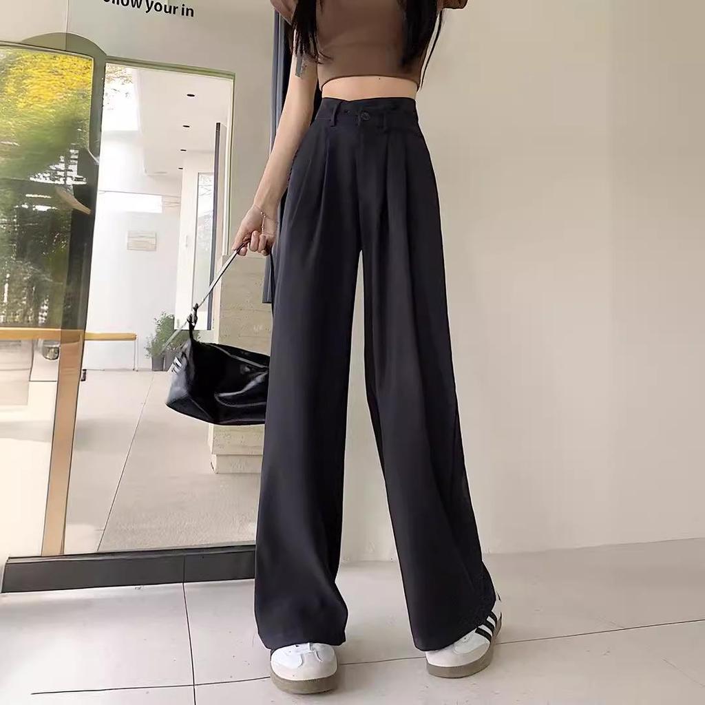 2026 Women's High-Waist Wide-Leg Pants: Slimming, Casual Straight-Leg with Draped Design for Summer