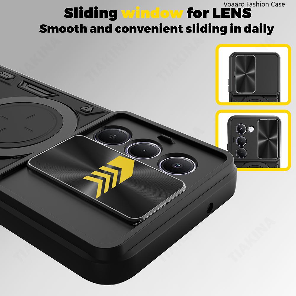 Kryt Slide Lens Armor Funda pro Xiaomi Redmi 15 5G Global 169mm Kryt pro Redmi 15 4G 171mm Kryt Magnetický Prsten Stojan Držák Kryt Capa