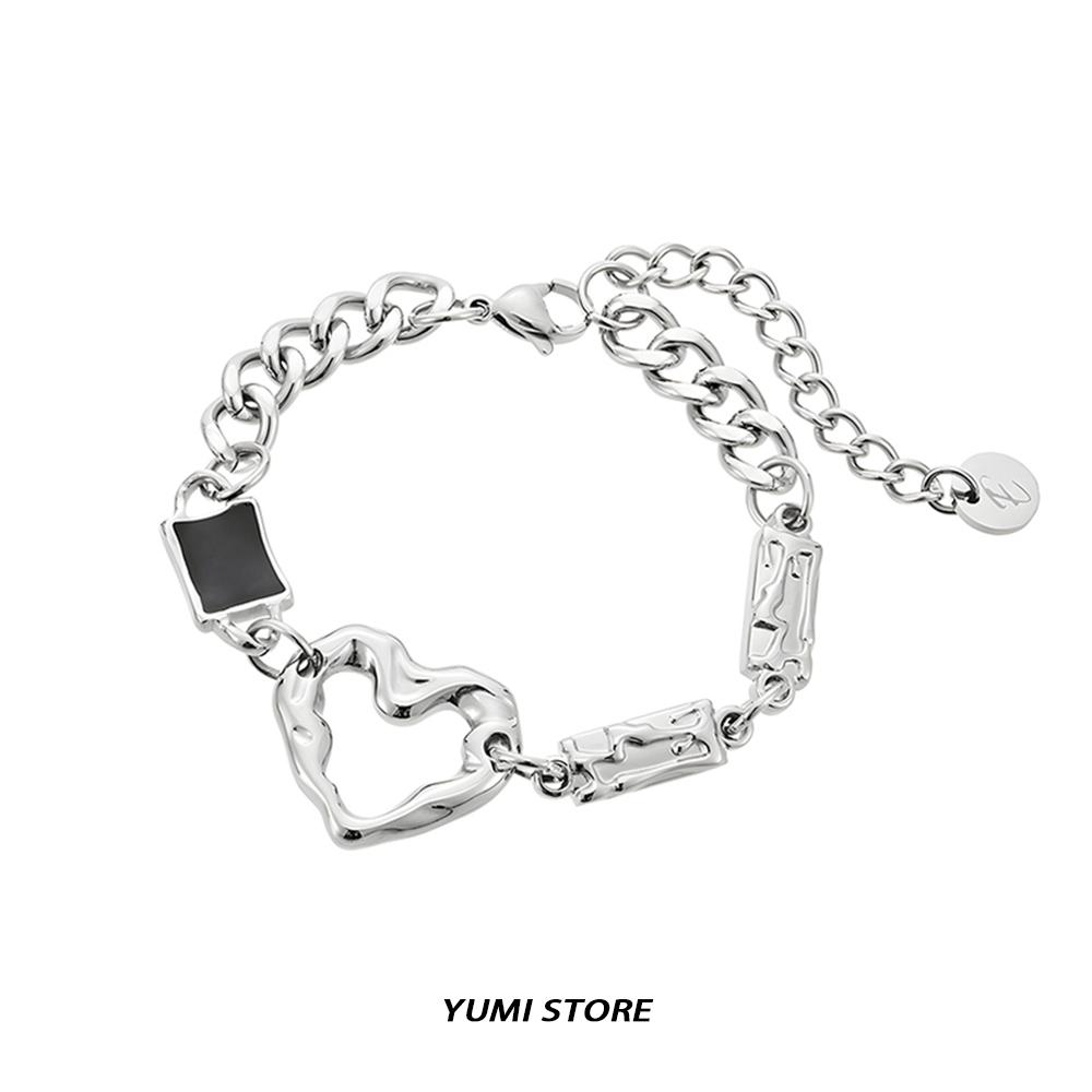Trendy Heart Pendant Bracelet For Man Woman Non Fading Titanium Steel Hip Hop Luxury Love Couple Jewelry Kpop Gift Accessories
